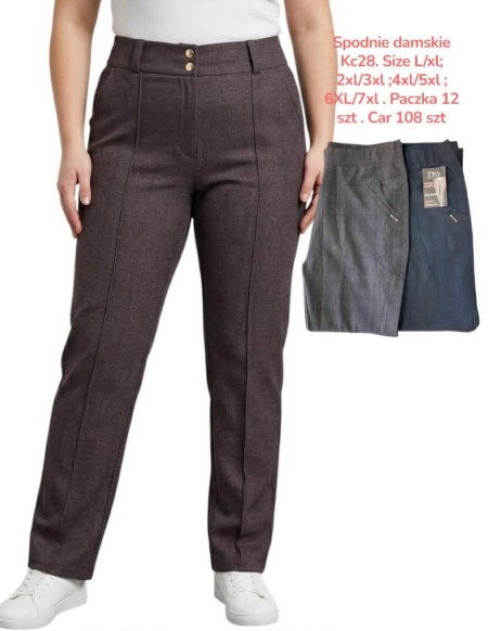 Spodnie melanzowe damskie eleganckie 2XL-6XL KC028