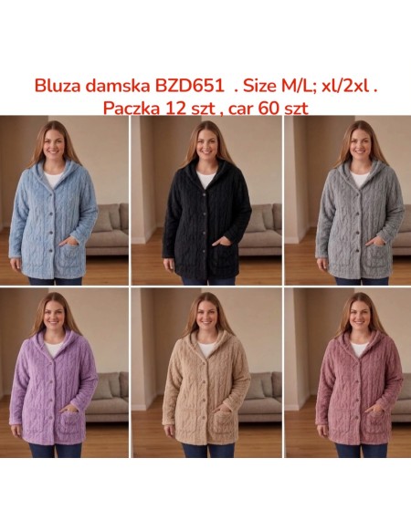 Długa bluza damska z kapturem BDZ651