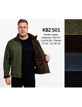 Ocieplana kurtka polarowa męska bez kaptura z futerkiem KBZ501 – M–3XL