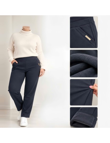 Spodnie damskie ocieplane polarem zimowe plus size KH021+1