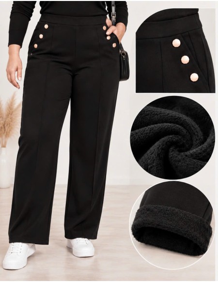 Spodnie Damskie Ocieplane Polarem Zimowe Plus Size KH014+1