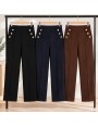 Spodnie Damskie Ocieplane Polarem Zimowe Plus Size KH014+1