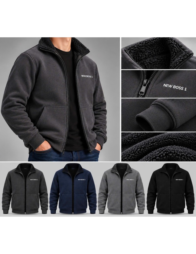 Bluza Męska Ocieplana z Futerkiem na Zamek KBZ116