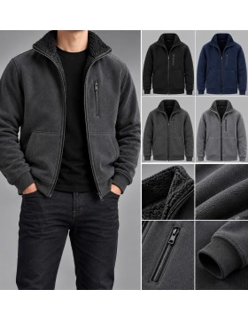 Bluza Męska Ocieplana z Futerkiem i Kieszenią na Zamek KBZ118