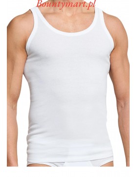 PODKOSZULKA MĘSKA PRĄŻKOWANE P003 BIAŁE