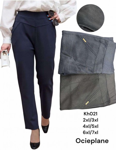Spodnie Eleganskie Damskie Ocieplane z polarem 2XL-7XL KH021