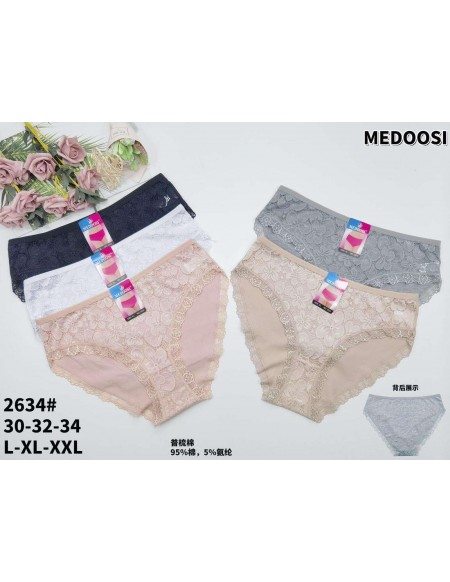 Majtki damskie bawełniane z koronką MEDOOSI L-2XL no. 2634