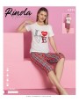 Piżama damska z krótkim rękawem i 3/4 spodniami M-2XL 4394