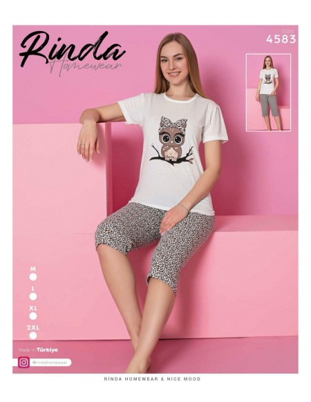 Piżama damska z krótkim rękawem i 3/4 spodniami M-2XL 4583