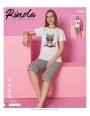 Piżama damska z krótkim rękawem i 3/4 spodniami M-2XL 4583