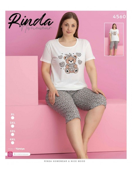 Piżama damska z krótkim rękawem i 3/4 spodniami XL-4XL 4560