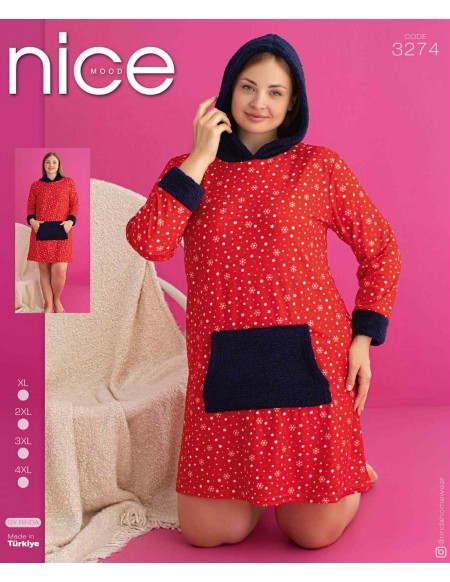 Tunika Polorowa z Kapturem i Kieszonka od XL-4XL 3274