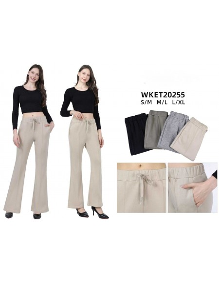 Spodnie damskie rozszerzane z kieszeniami  S-XL model WKET20255