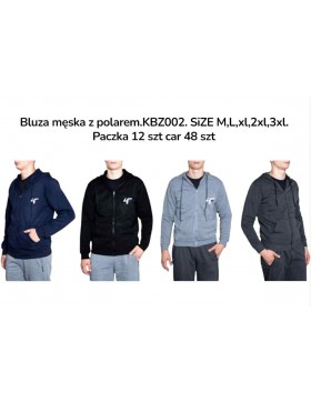 Męska Bluza Dresowa Rozpinana Z Kapturem KBZ002