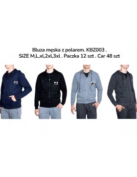 Bluza Męska Polarowa Rozpinana Z Kapturem KBZ003