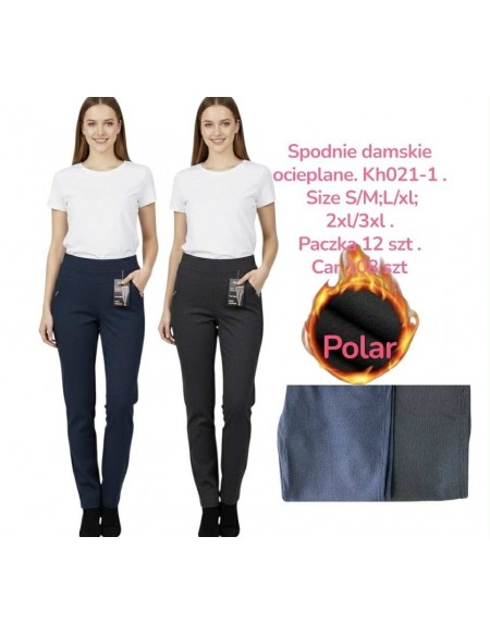 Spodnie Damskie Ocieplane z polarem M -2XL  KH021-1
