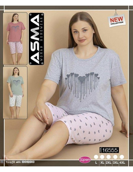 Piżama Asma Bawełna Damskie 3/4 krótkie rękaw  od L-4XL 16555