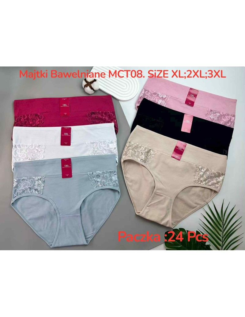 Majtki damskie bawełniane koronką XL-3XL MCT08