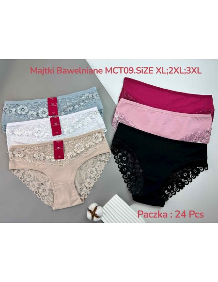 Majtki damskie bawełniane koronką XL-3XL MCT09