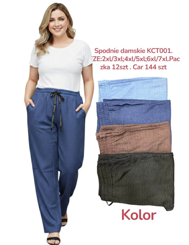Spodnie Damskie Plus Size Luźne z Kieszeniami 2XL–7XL KCT001