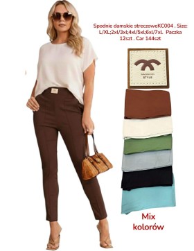 Spodnie Damskie Slim Fit Streczowe z Wysokim Stanem Plus Size L–7XL