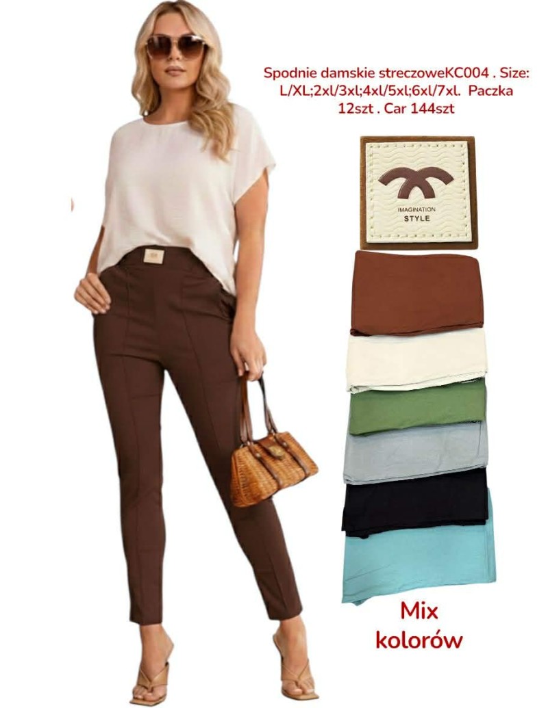 Spodnie Damskie Slim Fit Streczowe z Wysokim Stanem Plus Size L–7XL