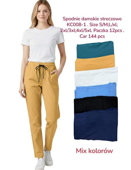Spodnie Damskie Streczowe Casual plus size z Kieszeniami S–5XL KC008-1