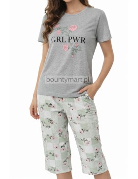 Piżama damska bawełniana 3/4 z nadrukiem L-3XL