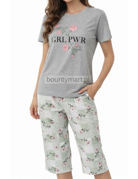 Piżama damska bawełniana 3/4 z nadrukiem L-3XL