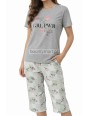 Piżama damska bawełniana 3/4 z nadrukiem L-3XL