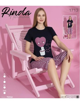 Piżama damska bawełniana 3/4 z nadrukiem L-3XL  No.1713