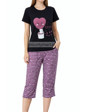 Piżama damska bawełniana 3/4 z nadrukiem M-3XL  No.1713