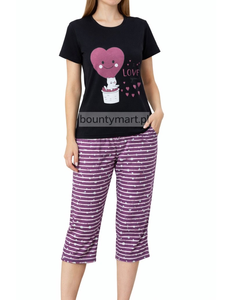 Piżama damska bawełniana 3/4 z nadrukiem M-2XL No.1713