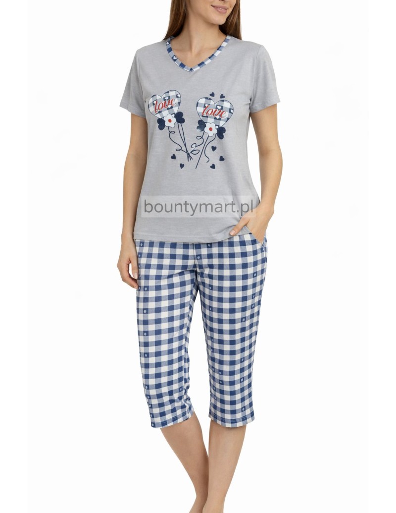 Piżama damska bawełniana 3/4 z nadrukiem M-2XL No.4829