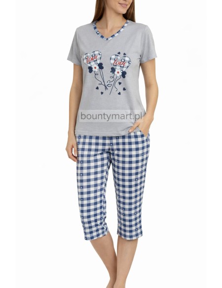 Piżama damska bawełniana 3/4 z nadrukiem M-2XL  No.4829