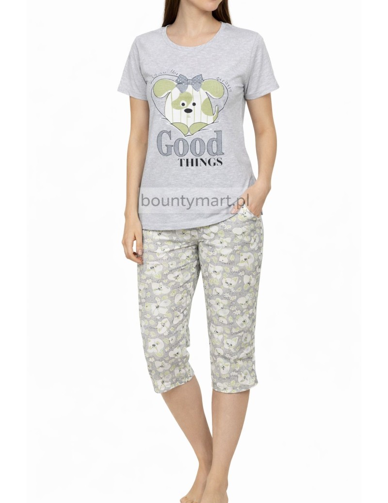 Piżama damska bawełniana 3/4 z nadrukiem M-2XL No.2332