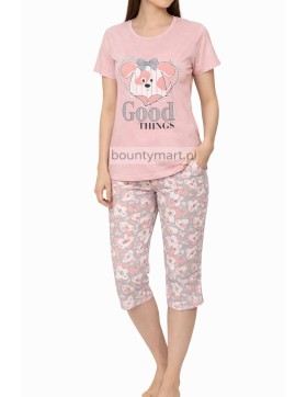 Piżama damska bawełniana 3/4 z nadrukiem M-2XL  No.2337
