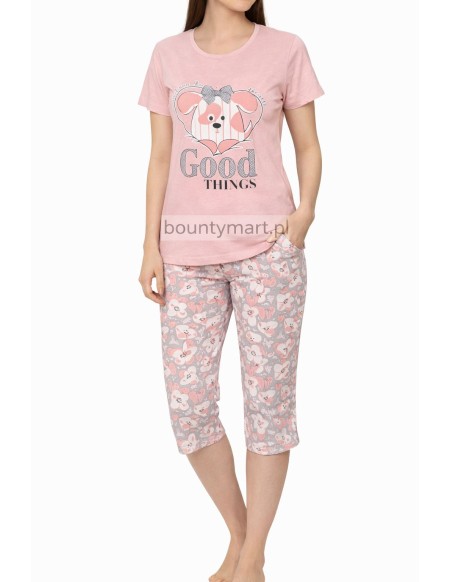 Piżama damska bawełniana 3/4 z nadrukiem M-2XL  No.2337