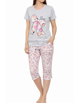 Piżama damska bawełniana 3/4 z nadrukiem M-2XL  No.2380