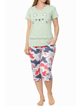 Piżama damska bawełniana 3/4 z nadrukiem M-2XL  No.7725