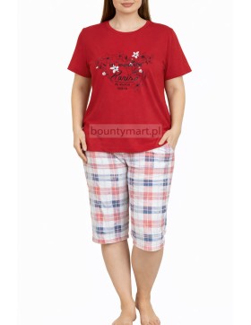 Piżama damska bawełniana 3/4 z nadrukiem L-4XL  No.16554