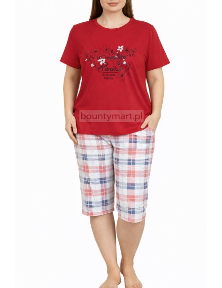 Piżama damska bawełniana 3/4 z nadrukiem DUŻY Rozmiar L-4XL  No.16554