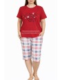 Piżama damska bawełniana 3/4 z nadrukiem DUŻY Rozmiar L-4XL  No.16554