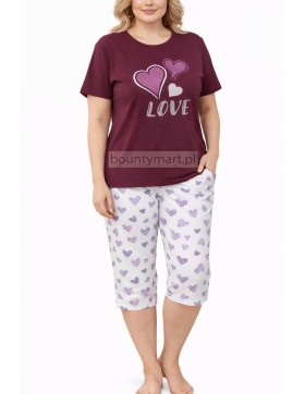 Piżama damska bawełniana 3/4 z nadrukiem DUŻY Rozmiar L-4XL  No.16751