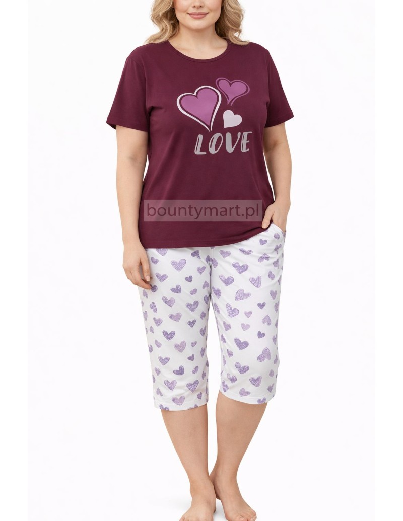 Piżama damska bawełniana 3/4 z nadrukiem DUŻY Rozmiar L-4XL No.16751