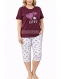 Piżama damska bawełniana 3/4 z nadrukiem DUŻY Rozmiar L-4XL  No.16751