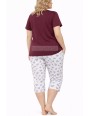 Piżama damska bawełniana 3/4 z nadrukiem DUŻY Rozmiar L-4XL  No.16751