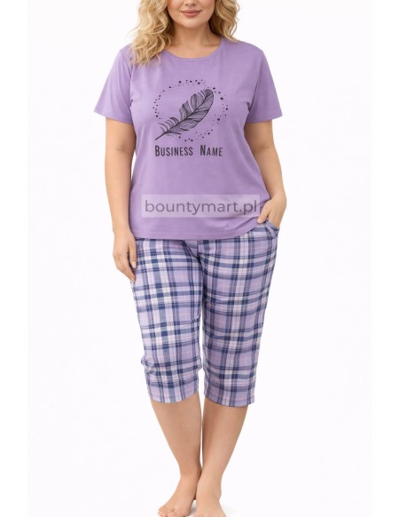 Piżama damska bawełniana 3/4 z nadrukiem DUŻY Rozmiar L-4XL  No.16753