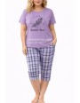 Piżama damska bawełniana 3/4 z nadrukiem DUŻY Rozmiar L-4XL  No.16753