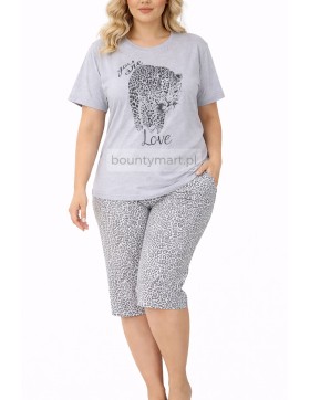Piżama damska bawełniana 3/4 z nadrukiem DUŻY Rozmiar L-4XL  No.16647